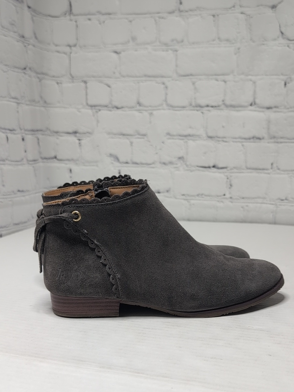 Jack Rogers Charlotte Suede Ankle Boots In Charcoal Grey